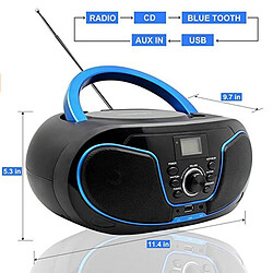 Universal Haut-parleurs Mini lecteur CD portable haut-parleur Bluetooth MP3 USB FM radio casque sans fil haut-parleur stéréo auxiliaire | Haut-Parleur portable (noir)