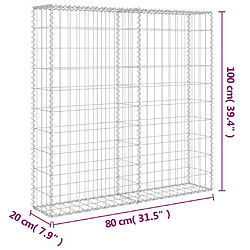 vidaXL Mur à gabion avec couvercles Acier galvanisé 80x20x100 cm pas cher