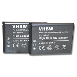 vhbw 2x Batteries remplacement pour Samsung SLB-0837b pour appareil photo, reflex numérique (500mAh, 3,7V, Li-ion)