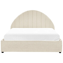 Beliani Lit double avec rangement en tissu bouclé 140 x 200 cm blanc cassé CHADENET pas cher