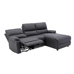 Vente-Unique Canapé d'angle droit relax électrique en tissu anthracite LUNANO pas cher