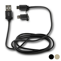 Totalcadeau Câble USB vers micro USB et Lightning pour appareils à finition métallisée - Chargeur Couleur - Noir pas cher