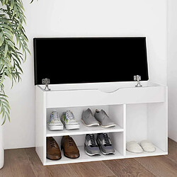 Maison Chic Banc à chaussures | Meuble de rangement à chaussures Meuble d'Entrée avec coussin Blanc 80x30x47 cm Aggloméré -MN93240