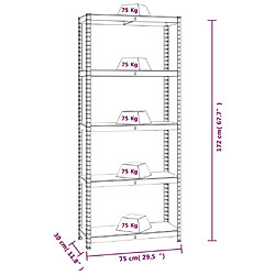 vidaXL Étagères à 5 niveaux 2pcs Anthracite Acier et bois d'ingénierie pas cher