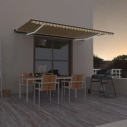 Maison Chic Auvent manuel rétractable,Store manuel de porte avec LED 500x300 cm Jaune et blanc -GKD85825