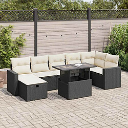 vidaXL Salon de jardin 8 pcs avec coussins noir résine tressée