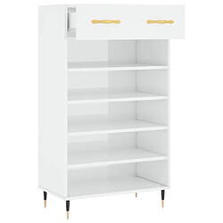 Maison Chic Armoire à chaussure,Meuble à Chaussures Blanc brillant 60x35x105 cm Bois ingénierie -MN72371 pas cher