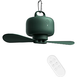 (Vert) Mini Ventilateur de Camping USB, Alimenté Par Batterie de 8000 mAh, Ventilateur de Camping Portable Rechargeable avec Télécommande, Lame Amovible, Crochet, Minuterie