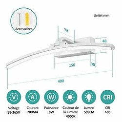 Acheter EMKE Lampe Miroir LED Salle de Bain Rotative 180° Lumière Naturelle 4000K Lampe pour Miroir Armoire Lumineuse Blanc (L : 40cm)