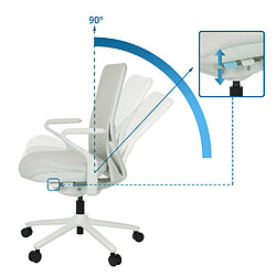 Chaise de bureau / chaise pivotante VERVIO dossier résille 3D / assise tissu blanc hjh OFFICE