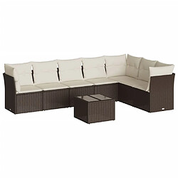 vidaXL Salon de jardin 8 pcs avec coussins marron résine tressée