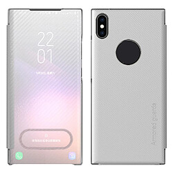 Coque en TPU antichoc, texture en fibre de carbone avec support translucide blanc pour votre Apple iPhone XS Max 6.5 pouces