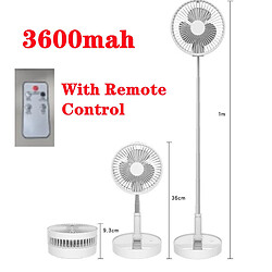 (Batterie 3600mAh) Ventilateur Portable 7200mAh Rechargeable Mini Plancher Télescopique Pliant Été à Faible Bruit