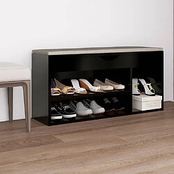 Maison Chic Banc à chaussures | Meuble de rangement à chaussures Meuble d'Entrée avec coussin Noir 104x30x49 cm Aggloméré -MN77485