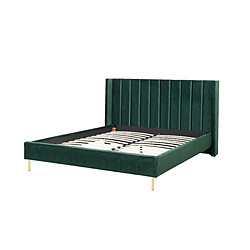 Beliani Lit double en velours vert 160 x 200 cm VILLETTE pas cher