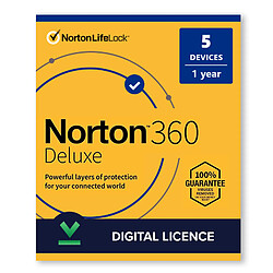 Symantec Norton Norton 360 Deluxe 2020 5 appareils, 1 an - Licence numérique - Logiciel en téléchargement