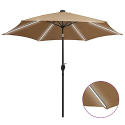 vidaXL Parasol de jardin avec lumières LED et mât en aluminium taupe