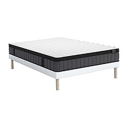 Vente-Unique Ensemble 140 x 190 cm sommier tapissier + matelas ressorts ensachés 7 zones et mémoire de forme rafraichissante ép.25cm - TOLCA de YSMÉE