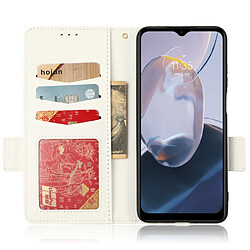 Etui en PU texture litchi, fermoir magnétique double avec support pour votre Motorola Moto E22 4G/Moto E22i 4G - blanc