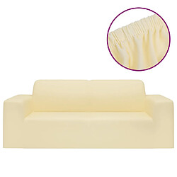 vidaXL Housse extensible de canapé 2 places Crème Jersey de polyester