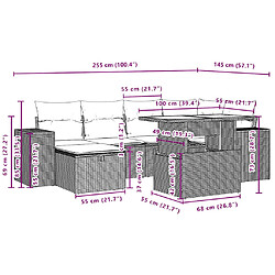 Acheter vidaXL Salon de jardin avec coussins 7 pcs marron résine tressée