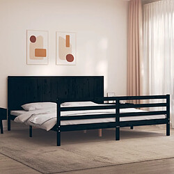 Avis Maison Chic Lit adulte - Cadre Structure de lit avec tête de lit Contemporain noir 200x200 cm bois massif -MN95096