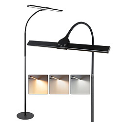 NETTLIFE Lampadaire LED Salon Dimmable Noir de lecture - Moderne Salon 10W Touch Lampe de bureau avec minuterie Lampe de lit Col de cygne réglable