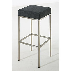 Decoshop26 Tabouret de bar rembourré revêtement tissu gris foncé avec repose-pieds acier inoxydable hauteur de l'assise 85 cm 10_0000042