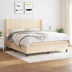 Maison Chic Lit adulte- Lit + matelas,Sommier à lattes de lit avec matelas Crème 180x200 cm Tissu -GKD63989