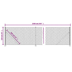 vidaXL Clôture à mailles losangées avec bride anthracite 1,1x25 m pas cher