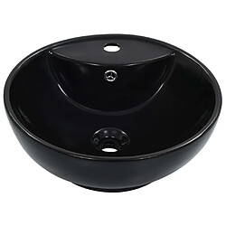 vidaXL Lavabo avec trop-plein 46,5 x 18 cm Céramique Noir