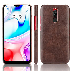 Wewoo Coque Rigide Pour Xiaomi Redmi 8 antichoc Litchi PC + Etui en PU Marron