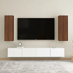 Maison Chic Meubles TV 2 pcs | Banc TV Moderne pour salon | Meuble de Rangement Chêne marron 30,5x30x90 cm Bois d'ingénierie -MN34842