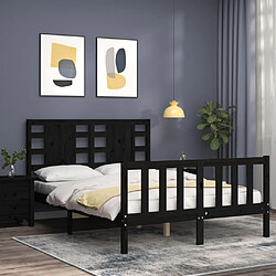 Avis Maison Chic Lit adulte - Cadre Structure de lit avec tête de lit Contemporain noir 120x200 cm bois massif -MN93551