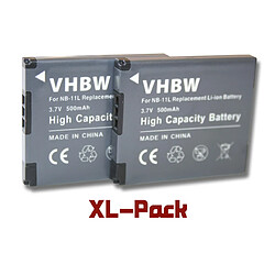 vhbw 2x Li-Ion batterie 500mAh (3.7V) pour appareil photo DSLR Canon Digital Ixus 160, Ixus 165 remplace NB-11L