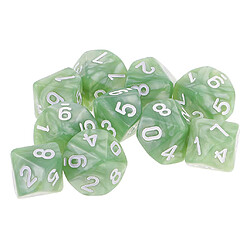 Acheter 10pcs 10 sided dés d10 dés poliédrique pour les donjons et dragons jeu vert