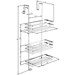 Helloshop26 Etagère douche en acier inoxydable salle de bains 30 x 21 x 80 cm accessoires KD 3208037