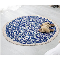 Acheter Universel Tapis rond marocain 60cm Tissu de coton à franges bohème Tapis tapis de porte Décoration Gouttes | Tapis (bleu)