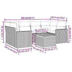 Avis Maison Chic Salon de jardin avec coussins 7 pcs | Ensemble de Table et chaises | Mobilier d'Extérieur gris résine tressée -GKD32103