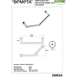 Bemeta - Maison De La Tendance Barre de maintien coudée OMEGA en chrome 40x25x8cm