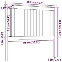 vidaXL Tête de lit 106x6x101 cm Bois massif de pin pas cher