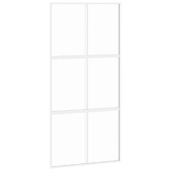 vidaXL Porte coulissante blanc 102,5x205 cm verre trempé aluminium