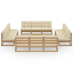 Maison Chic Salon de jardin 13 pcs avec coussins, Ensemble Tables et chaises d'extérieur bois de pin massif -GKD171210