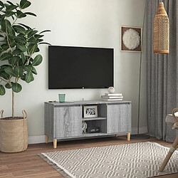 vidaXL Meuble TV avec pieds en bois solide Sonoma gris 103,5x35x50 cm