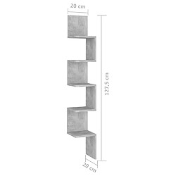 vidaXL Étagère d'angle murale Gris béton Bois d'ingénierie pas cher