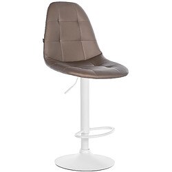 Decoshop26 Tabouret de bar x1 avec repose-pieds hauteur réglable pivotant assise en PVC marron cadre métallique blanc 10_0004829