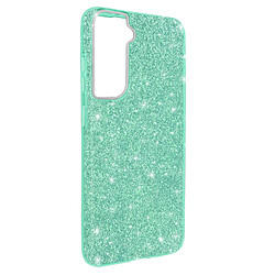 Avizar Coque Samsung Galaxy S22 Paillette Feuille Amovible Silicone Semi-rigide Vert