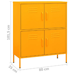 vidaXL Armoire de rangement Jaune moutarde 80x35x101,5 cm Acier pas cher