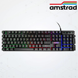 Clavier Gamer Amstrad AMS KEY008 USB, Rétro-éclairage RGB, 12 raccourcis multimédia, 104 touches, AZERTY pas cher