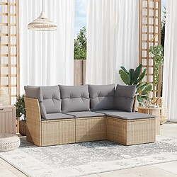 Maison Chic Salon de jardin avec coussins 4 pcs | Ensemble de Table et chaises | Mobilier d'Extérieur beige résine tressée -GKD56960